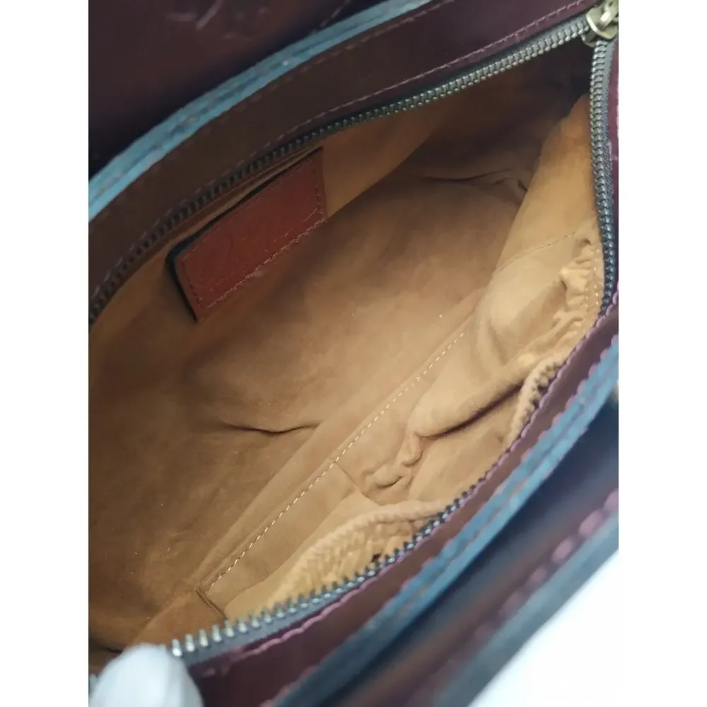 Patricia Nash Multicolor Leather Double Handles Satchel Shoulder Bag